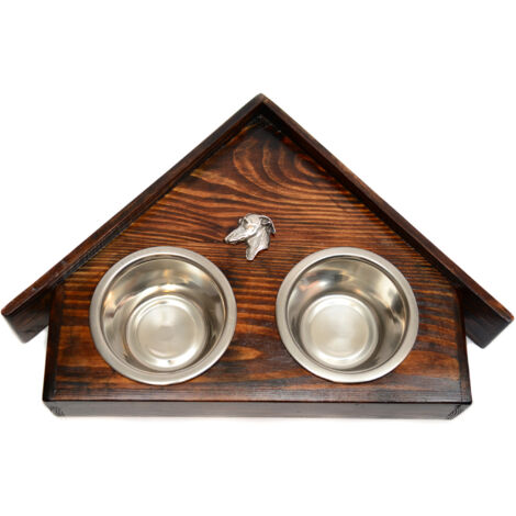 Galgo italiano: soporte de madera con cuencos para perros, cuencos decorativos para perros, un regalo por adoptar un perro de Art-Dog