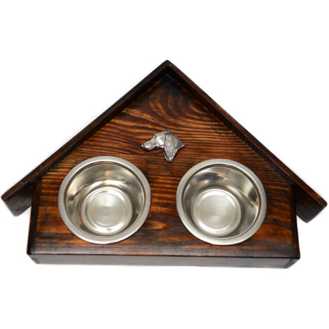 Galgo persa, Saluki: soporte de madera con cuencos para perros, cuencos decorativos para perros, un regalo por adoptar un perro de Art-Dog
