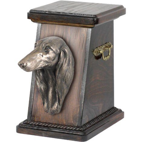 Galgo persa, Saluki: urna para cenizas de perro, elegante urna con estatuilla, urna conmemorativa con busto de perro de Art-Dog
