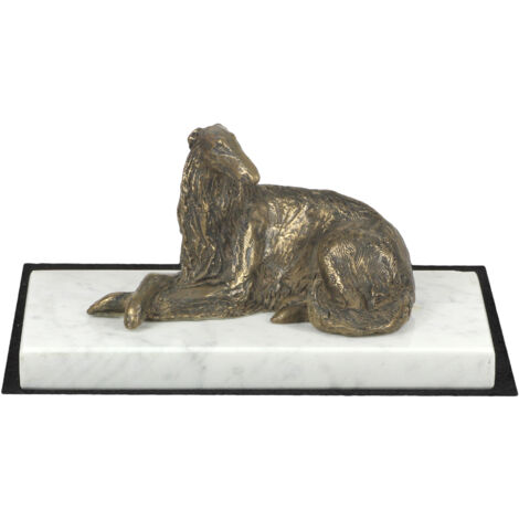 Galgo ruso Borzoi, Borzoi, Barzoi I - estatuilla de perro, figura de mármol blanco, trofeo para una exposición canina de la marca Art-Dog