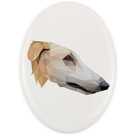 Galgo ruso Borzoi, Borzoi, Barzoi: placa con foto e inscripción geométrica de Art-Dog