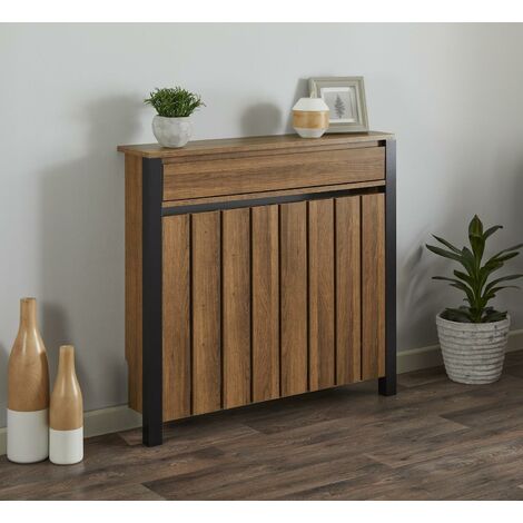 VALE DESIGNS Galiflo Brown Wooden Radiator Cover with Storage Drawer 885 x 930mm Small