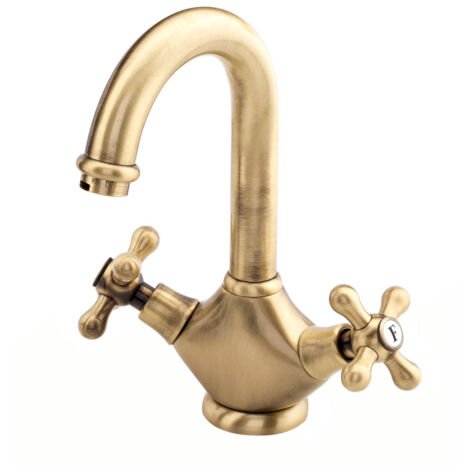 galindo 1929 6203340 grifo de lavabo bimando envejecido bronce con desagüe automático