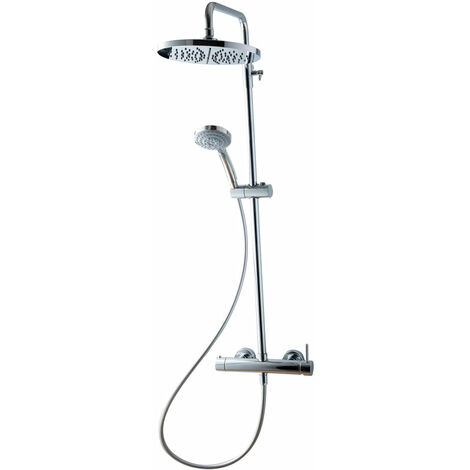 GALINDO 86350300 THEO DARK Columna Ducha Mezcladora Rociador 250 mm y Flexo PVC Cromo - ref: 86350300