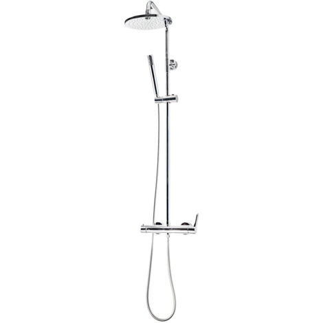 Galindo Columna ducha mezcladora Cónico negro rociador 200 mm y flexo inox 71750116