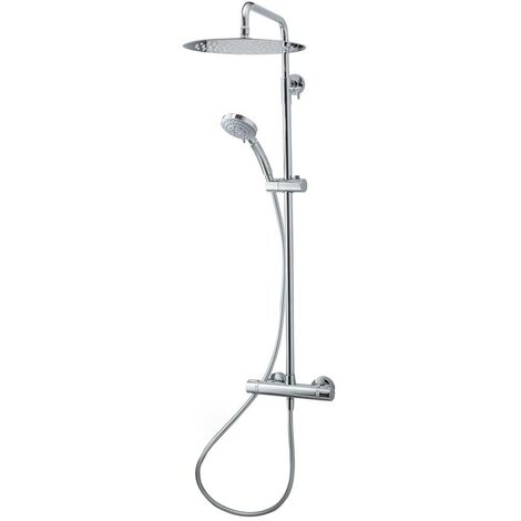 Galindo Grifo ducha termostática con columna Pysa lux blanco rociador 300 mm 50059502