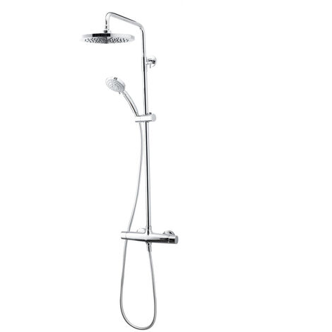 Colonne de douche télescopique 4 étagères métal gris H 289cm