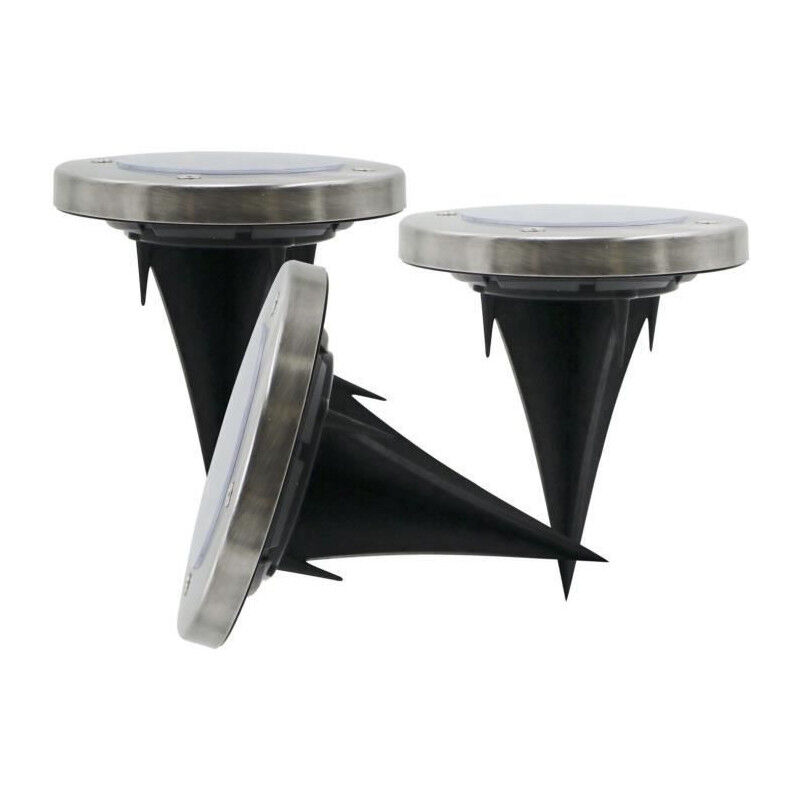 Lot de 3 spots encastrables a energie solaire en inox - 0,07 w - Galix