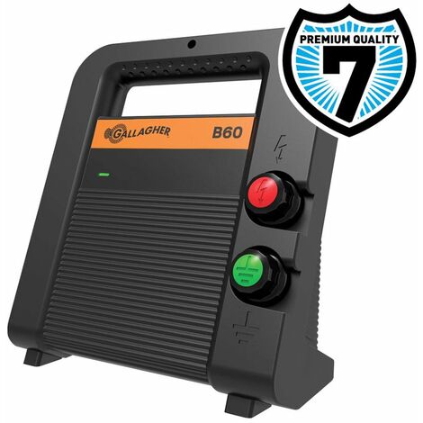 Gallagher B60 Electrificateur à batterie 12V - 0,6 j pour clôtures jusqu'à 8 km pour chevaux, bovins, moutons, chèvres et porcs
