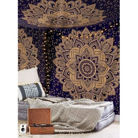 Gallery Tapisserie Murale en Coton Mandala - Couvre-lit Bohème, Couverture Boho/Tapisseries pour Salon, décoration de la Maison (230x 180 cm)