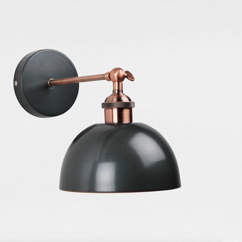 First Choice Lighting - Galley Style Wall Lamp in Industrial Nickel Painted Finish with Antique Copper Detail