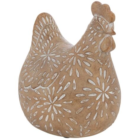 Gallina decorativa linda h.10,5cm in resina beige - Atmosphera créateur d'intérieur