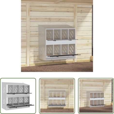 Gallinas -  Nido para gallinas con 8 compartimentos plateado galvanizado