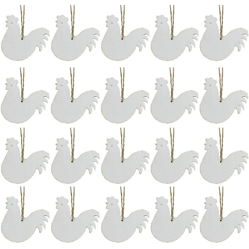 Image of Galline per albero di pasqua set 20 galli bianchi decorazioni addobbi pasquali casa vetrina negozio