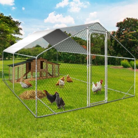 IDMARKET Gallinero 12 m² malla metálica 4x3 M acero galvanizado