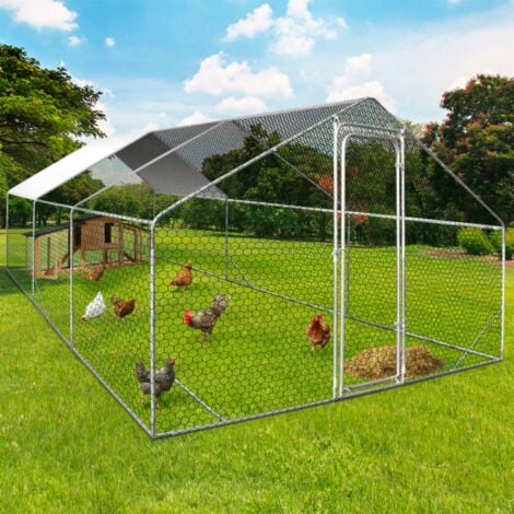 IDMARKET Gallinero 18 m² malla metálica 6x3 M acero galvanizado