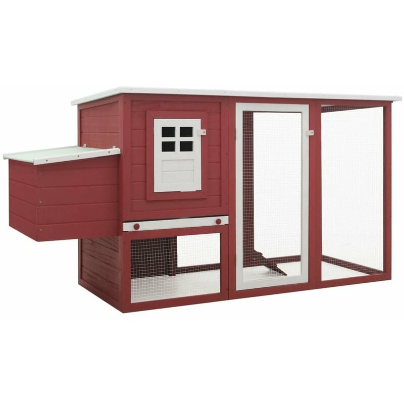 

Gallinero con 1 jaula para huevos madera rojo
