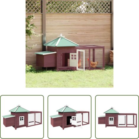 Gallinero con ponedero -  Gallinero con ponedero madera maciza abeto moca 190x72x102 cm