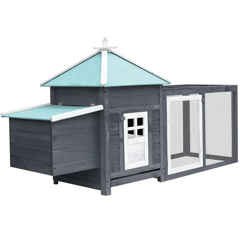 

Gallinero con ponedero madera maciza de abeto gris 193x68x104cm