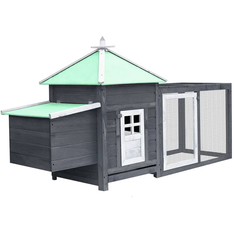 

Gallinero con ponedero madera maciza de abeto gris 193x68x104cm - Gris