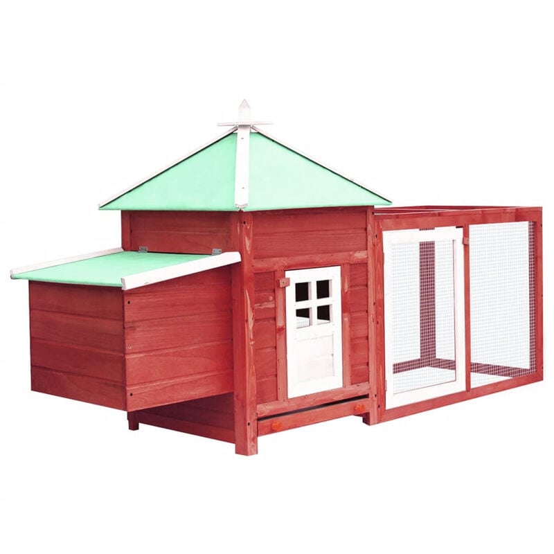 

Gallinero con ponedero madera maciza de abeto rojo 193x68x104cm