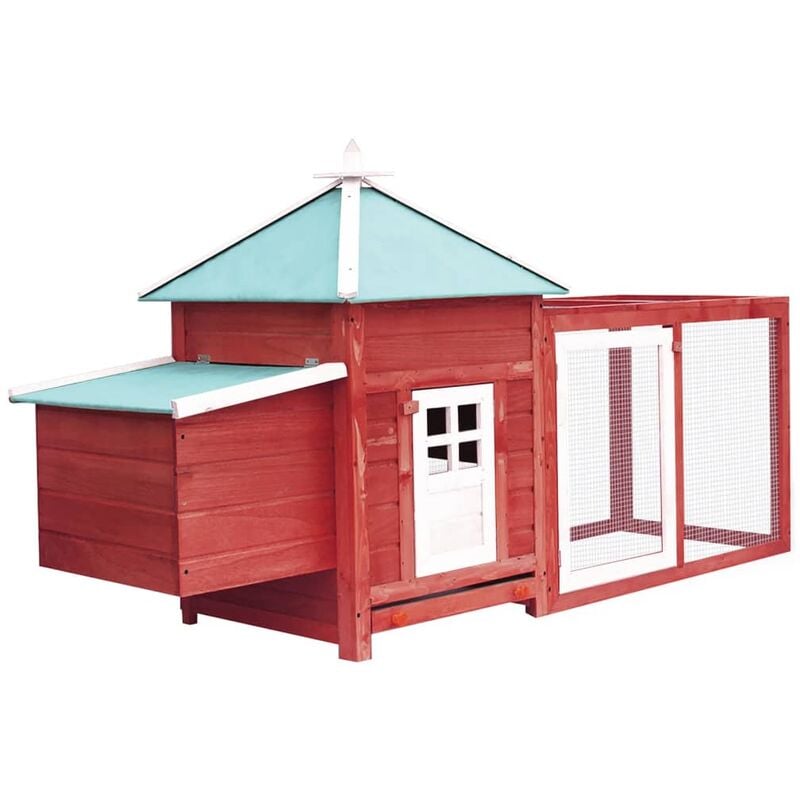 

Gallinero con ponedero madera maciza de abeto rojo 193x68x104cm