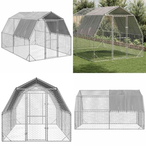 Gallinero con techo 2,5x4x2,25 m acero galvanizado - Gallinero de acero galvanizado - Gallinero para gallinas