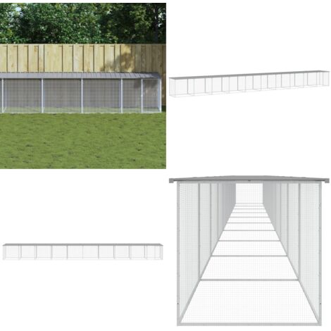 Gallinero con techo acero galvanizado gris claro 1003x98x90 cm - Gallinero con techo - Gallinero acero galvanizado