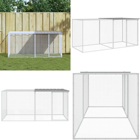 Gallinero con techo acero galvanizado gris claro 203x98x90 cm - Gallinero con techo - Gallinero acero galvanizado