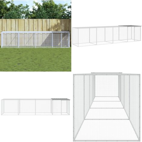 Gallinero con techo acero galvanizado gris claro 403x98x90 cm - Gallinero con techo - Gallinero acero galvanizado