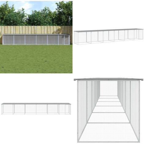 Gallinero con techo acero galvanizado gris claro 603x98x90 cm - Gallinero con techo - Gallinero acero galvanizado