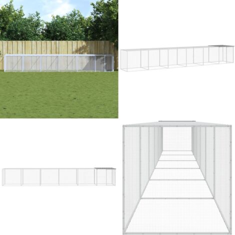 Gallinero con techo acero galvanizado gris claro 603x98x90 cm - Gallinero con techo - Gallinero acero galvanizado