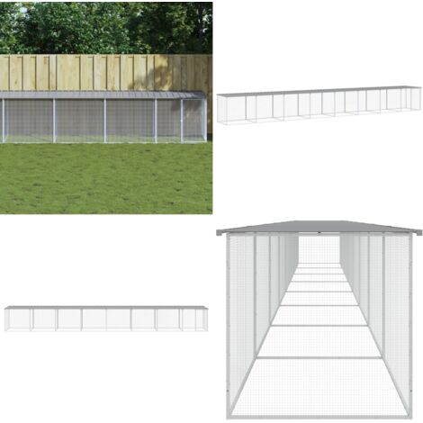 Gallinero con techo acero galvanizado gris claro 803x98x90 cm - Gallinero con techo - Gallinero acero galvanizado