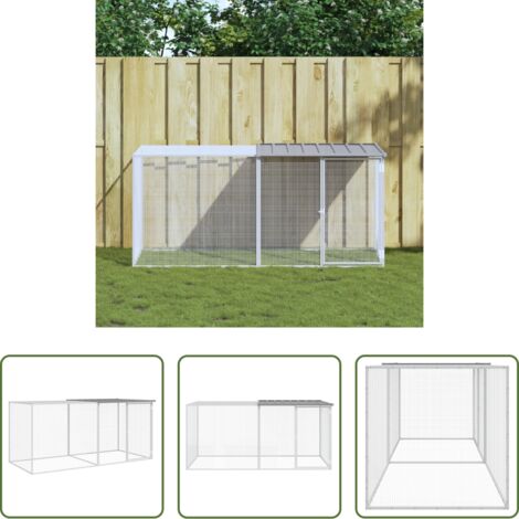 Gallinero con techo -  Gallinero con techo acero galvanizado gris claro 203x98x90 cm