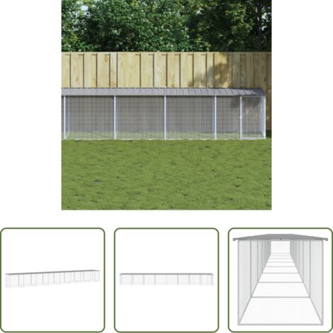 Gallinero con techo -  Gallinero con techo acero galvanizado gris claro 803x98x90 cm