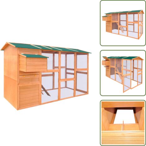 Gallinero con techo impermeable - vidaXL Gallinero de madera 295x163x170 cm - Gallinero con rampas