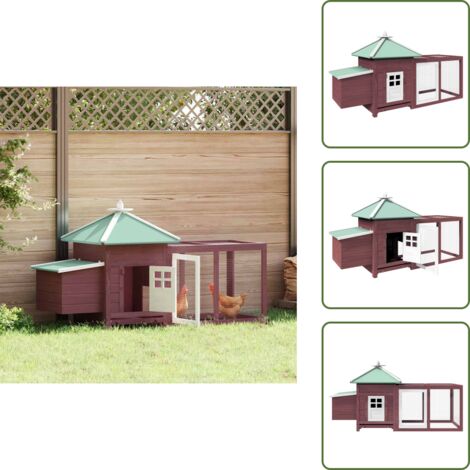 Gallinero con techo inclinado - vidaXL Gallinero con ponedero madera maciza abeto moca 190x72x102 cm - Gallinero con malla