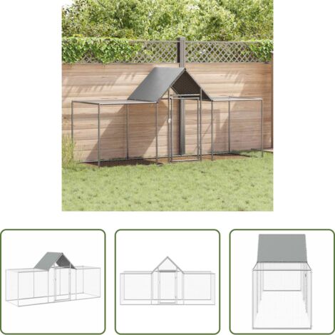 Gallinero de acero -  Gallinero acero galvanizado 3x1x1,5 m