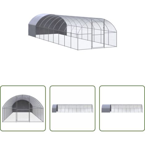 Gallinero de acero - Gallinero de exterior de acero galvanizado 3x10x2 m