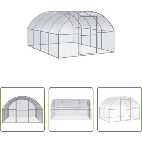 Gallinero de acero -  Gallinero de exterior de acero galvanizado 3x4x2 m