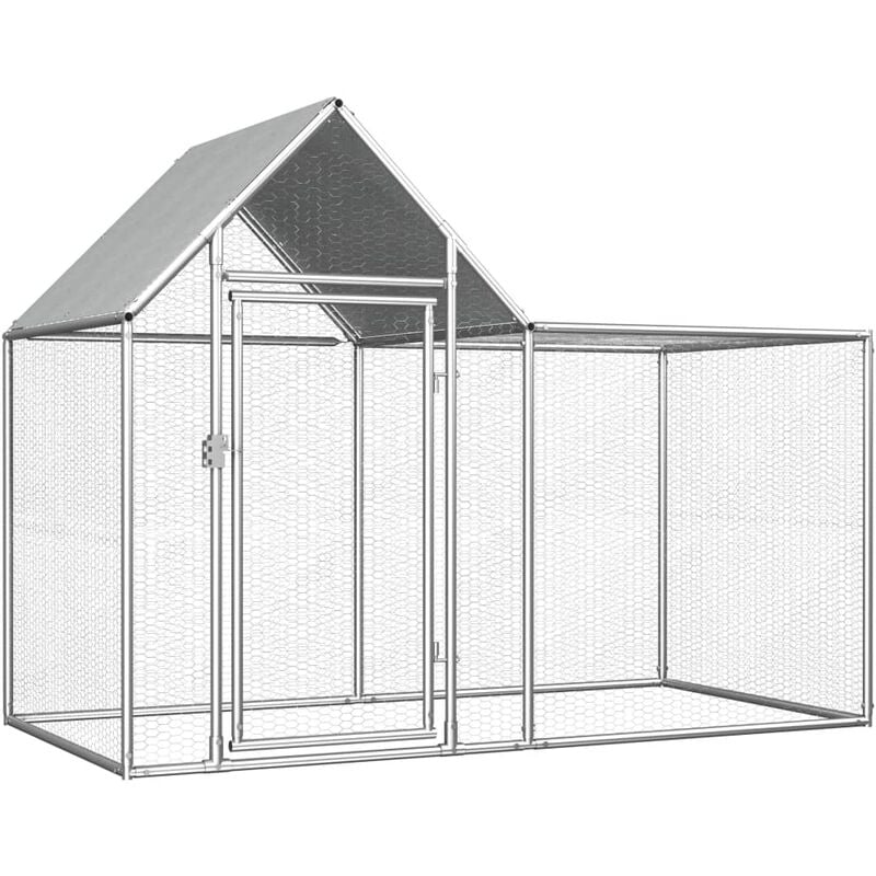 

Gallinero de acero galvanizado 2x1x1,5 m - Plateado