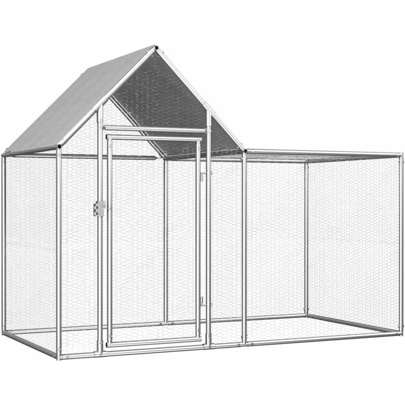 

vidaXL Gallinero de acero galvanizado 2x1x1,5 m - Plateado