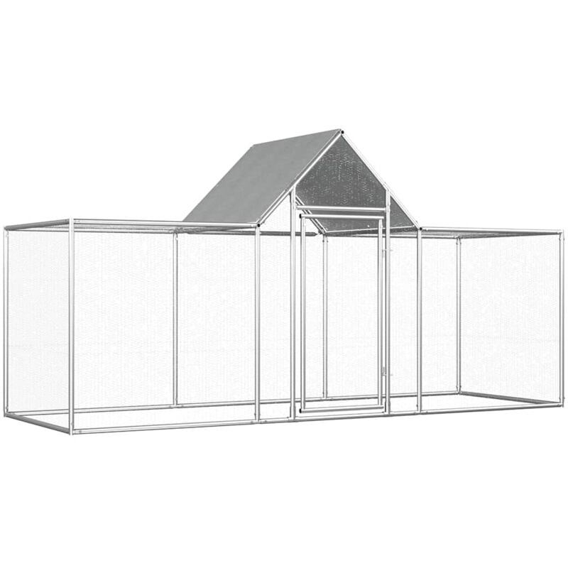 

vidaXL Gallinero de acero galvanizado 3x1x1,5 m - Plateado