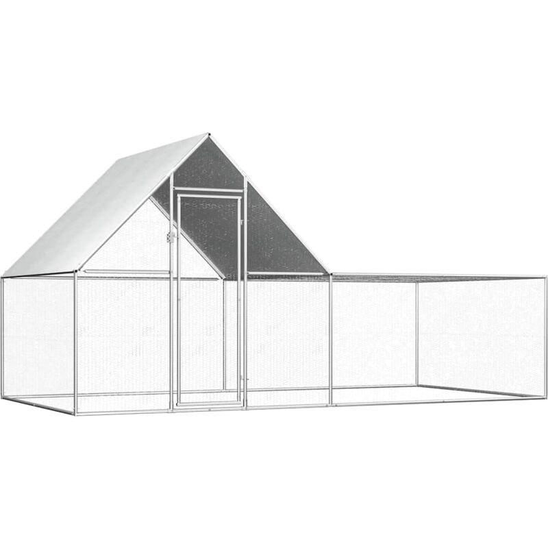 

vidaXL Gallinero de acero galvanizado 4x2x2 m - Plateado
