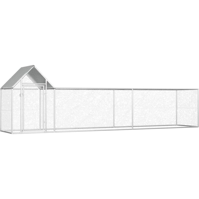 

vidaXL Gallinero de acero galvanizado 5x1x1,5 m - Plateado