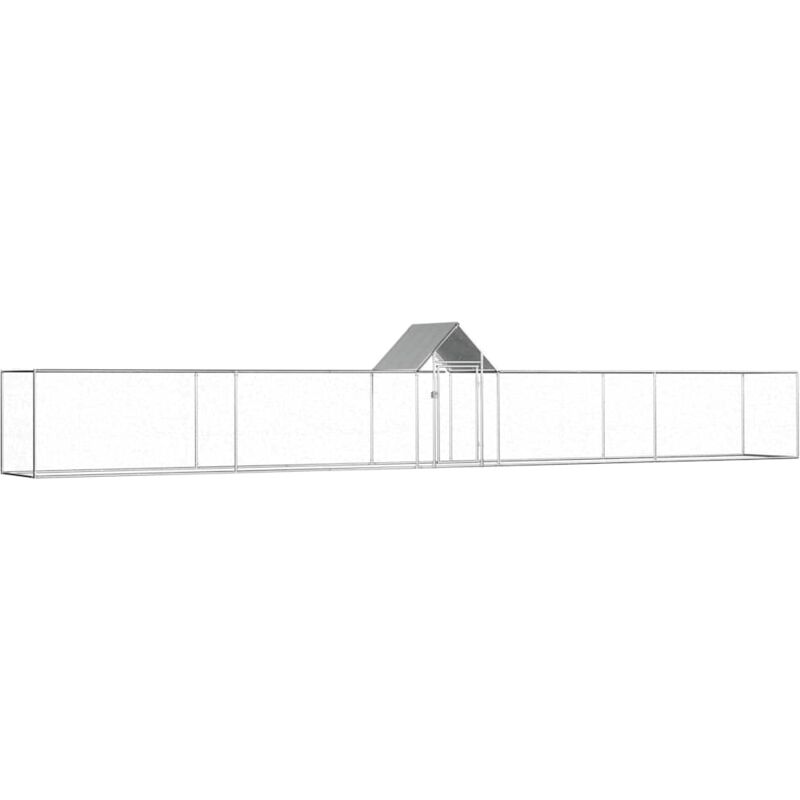 

vidaXL Gallinero de acero galvanizado 9x1x1,5 m - Plateado