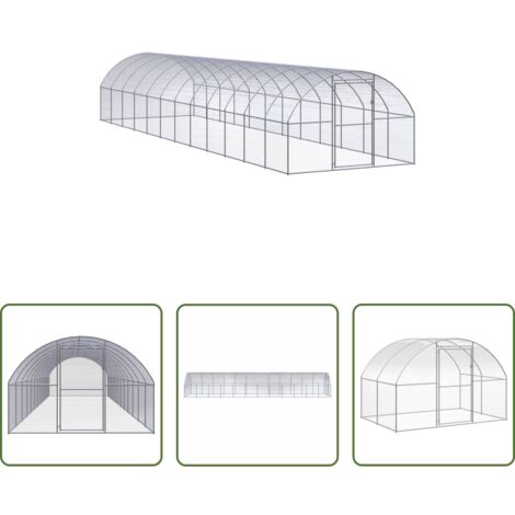 Gallinero de acero galvanizado -  Gallinero de exterior de acero galvanizado 3x12x2 m