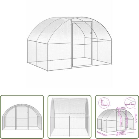 Gallinero de acero galvanizado -  Gallinero de exterior de acero galvanizado 3x2x2 m