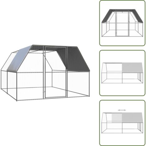 Gallinero de acero galvanizado - vidaXL Jaula gallinero de exterior de acero galvanizado 3x4x2 m - Jaula para aves