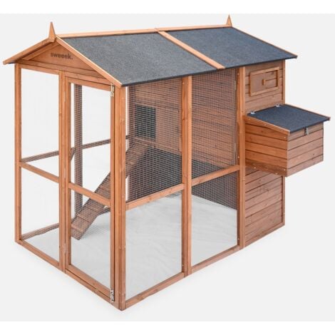 SWEEEK Gallinero de madera con corral para 6 a 8 gallinas